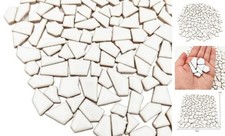 200g Ceramic Mosaic Tiles for Crafts,Irregular Stained Ceramic 0.2"x0.8" White