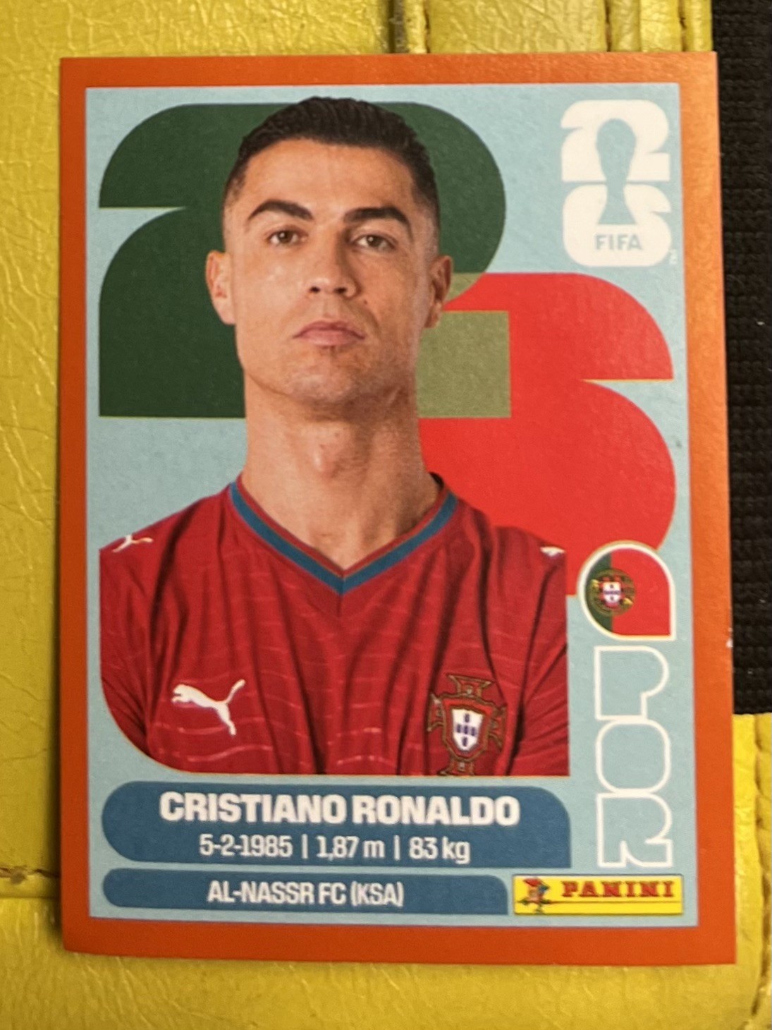 2026 Panini World Cup Sticker, Ronaldo ORANGE BORDER EXCLUSIVE POR15 view 3