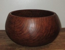 VINTAGE HAWAIIAN CALABASH STYLE BOWL 9 3/4" Diam x 5" H 8" Opening Unknown Wood