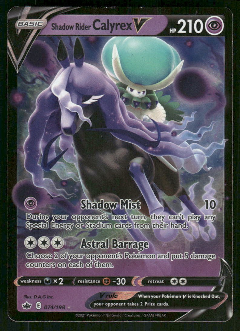 Shadow Rider Calyrex V 074/198 Ultra Rare Holo NM Pokemon SWSH06: Chilling Reign