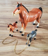 Vintage WS Toys Celluloid Plastic Horse With 2 Foals 6