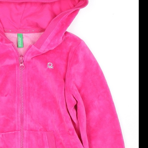 United Colors of Benetton Girls Pink Velour Hoodie XS - Picture 12 of 12