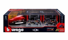 Burago RED BULL 1:43 Formula 1 Deluxe Pit Set - Garages / Pit Crew / 3 x F1 Cars