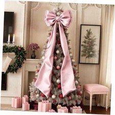 75x19Inch Big Pink Bow Decor 75 19 inch Pink-double Layer Structured Satin