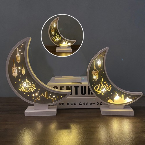 Unique Spcial Design Wooden Ramadan Night Light Eid Mubarak Moon Stars Ornament - Picture 6 of 11