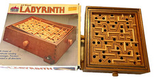 Labyrinth by Pavilion (1987) Wood Puzzle Game CIB w/2 Metal Balls from Toys R Us
