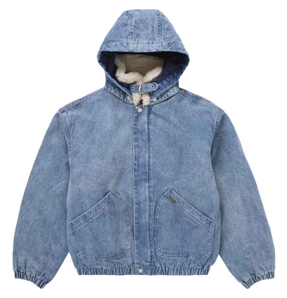 SUPREME SHERPA COLLAR FAUX SHEARLING LINED BOMBER JACKET WASHED