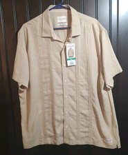 Scotch and Soda Mens Short Sleeve Woven Shirt NWT Tan Guayabera Linen Blend XL