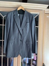 mens prada grey pinstripe wool single breasted tailored suit