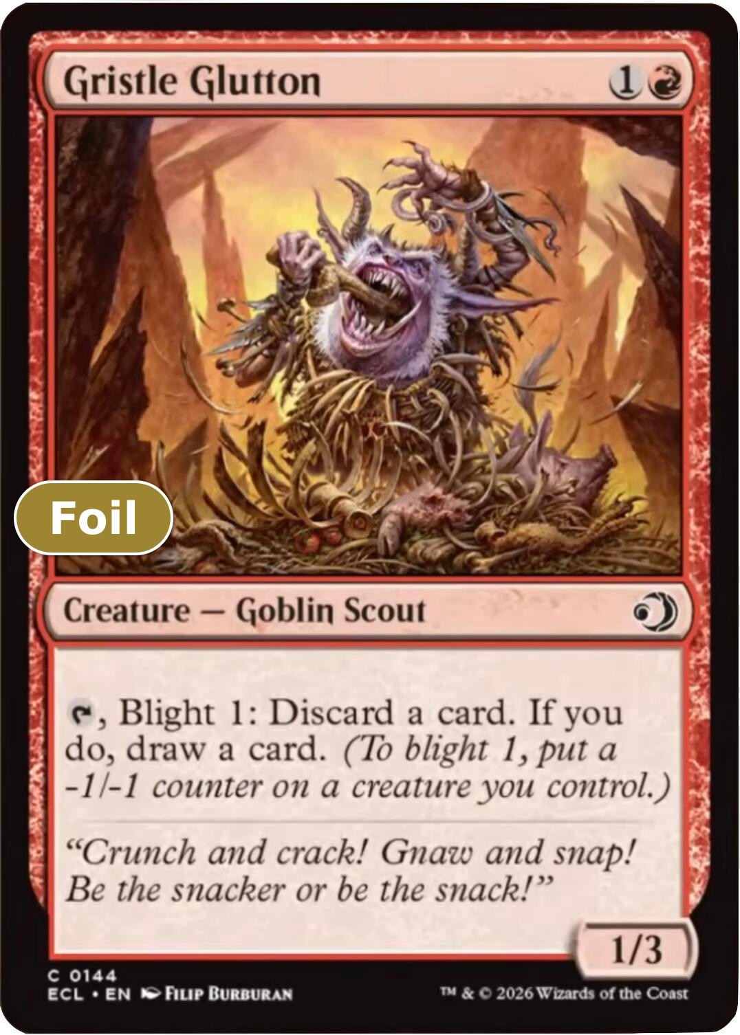Gristle Glutton Common Foil 144 ECL Lorwyn Eclipsed NM