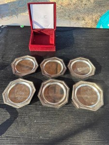 Godinger Silver Art Company, Set Of 6, Octagon Shape, Silver Treasure Coasters