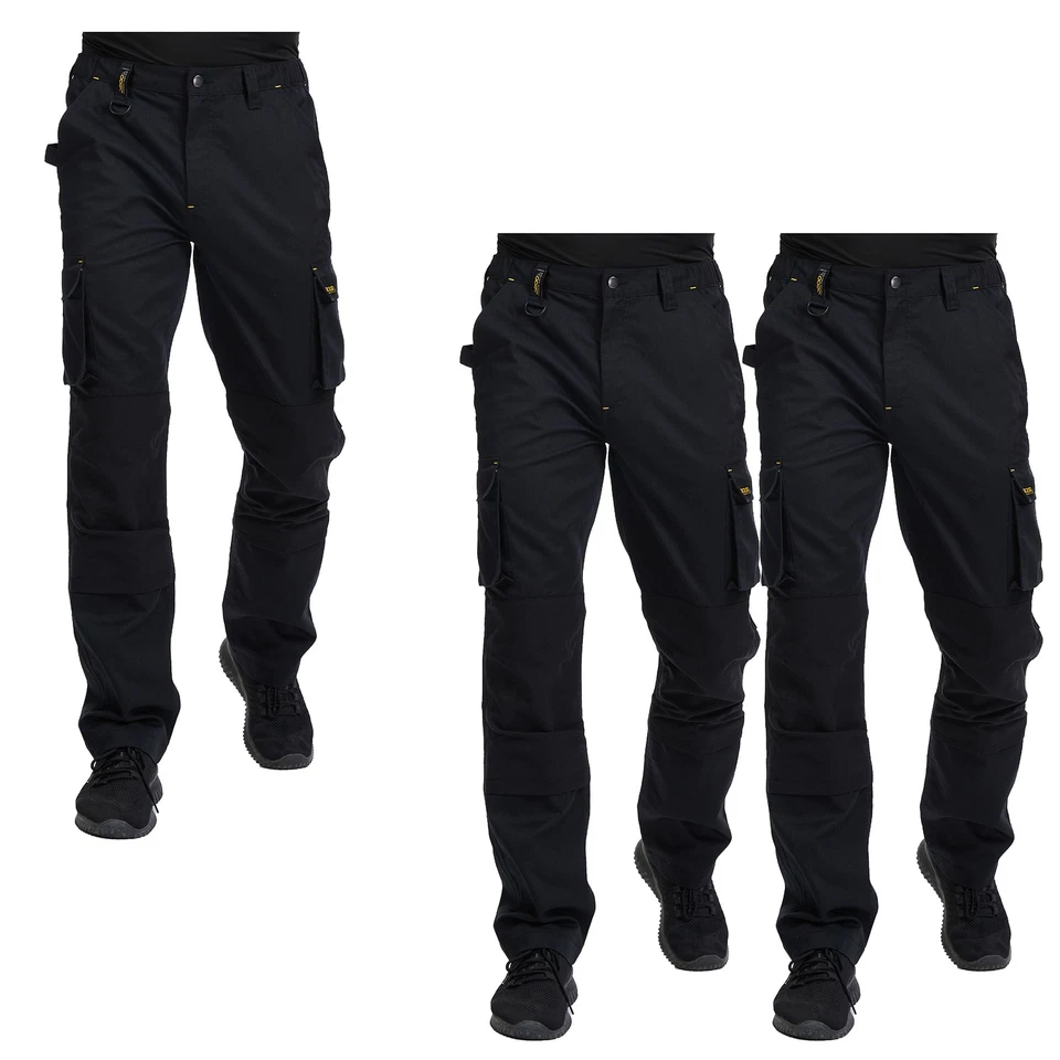 THE ESSENTIALS WARDROBE Mens Work Trousers with Knee Pad Pockets Durable 240gsm Heavy Duty Cargo Pants