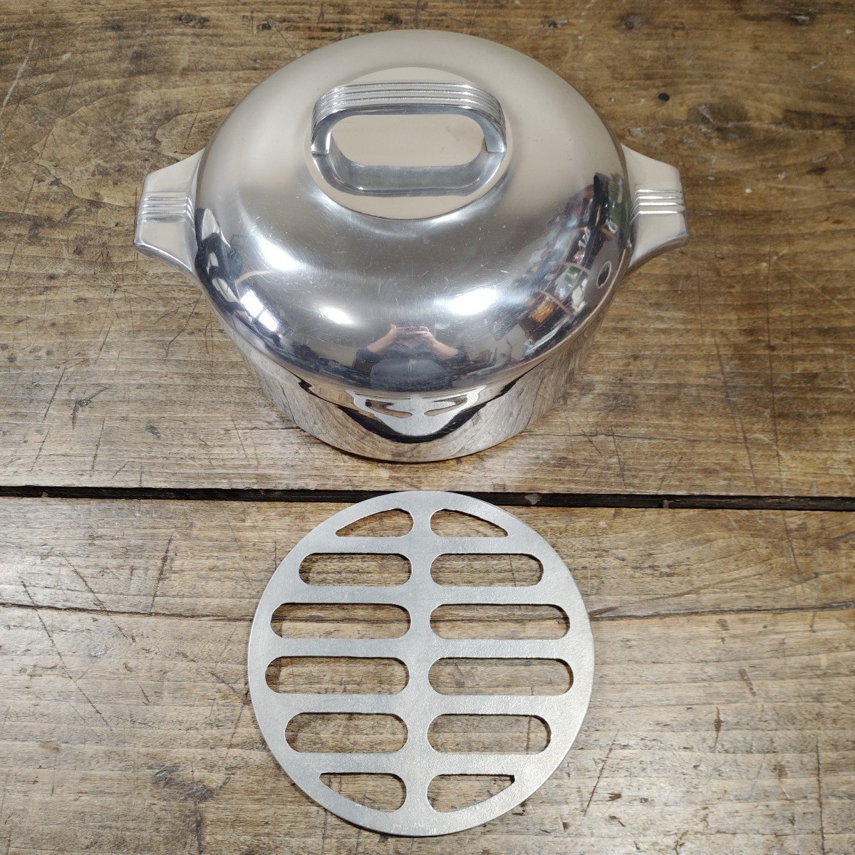 Vintage Wagner Ware Magnalite 4248-P 5 Quart Dutch Oven Roaster Round Lid Trivet