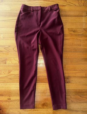 Express Burgundy Solid Dress Pants Women Regular Flat Front Size 4R