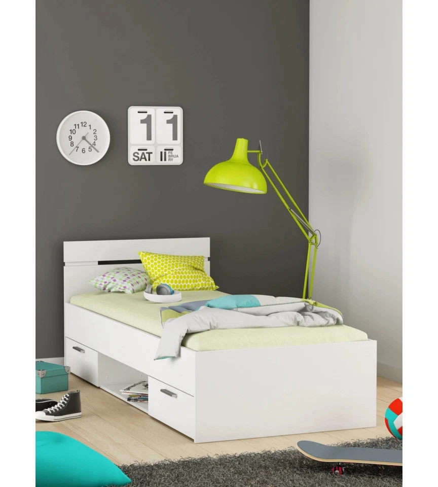 LETTO SINGOLO "MICHIGAN" BIANCO 90X200 CM - Immagine 2 di 4