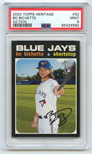 2020 Topps Heritage BO BICHETTE Rookie Action Image SP Variation RC #52 PSA 9