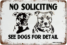 GIMIPAT Aluminum No Soliciting See Dogs for Detail Attention Sign, 12Inx8In Fade