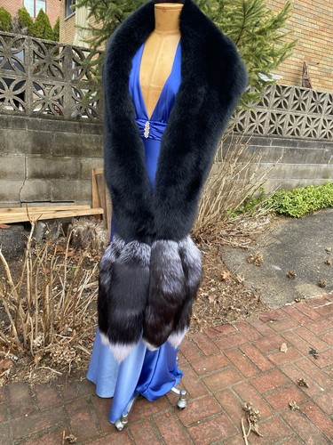 Monroe Style Real Full Pelt Black Fox Stole Wrap New item Evening Made in USA - Picture 14 of 14