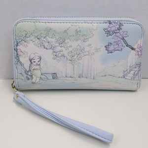 Disney Mulan Sketch Art Zip Around Wristlet Wallet Light Blue Faux Leather Strap
