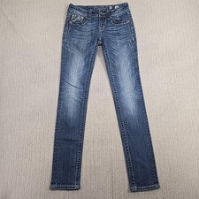 Miss Me Jeans Womens 26 Blue Skinny JE5365SL Buckle Embellished Rhinestone