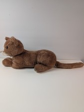 Vintage 1974 Dakin Plush Cat 20in Brown Flocked Kitty Stuffed Animal Worn Toy