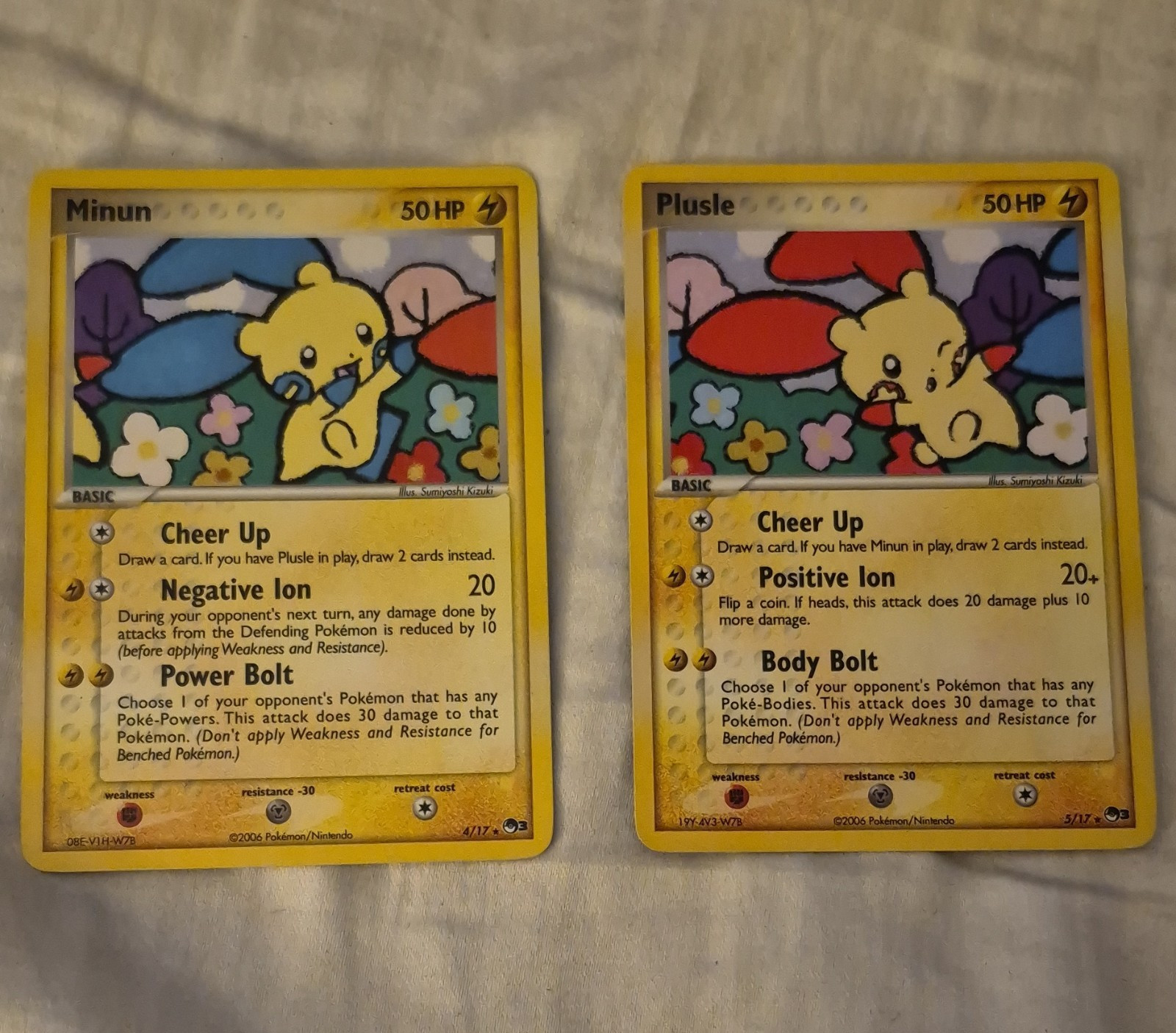 Minun & Plusle Rare Holo 4/17 & 5/17 Pokémon Cards