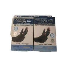 2-Copper Fit Ice Compression Gloves Infused with Menthol and CoQ10 Unisex LG/XLG