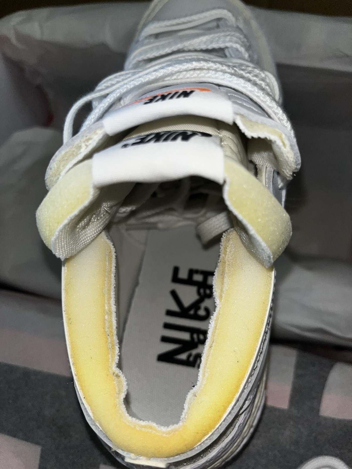 SACAI X NIKE Taglia 8 Blazer uomo Nike Sacai x basso bianco patentato (100% autentico) nuovo!