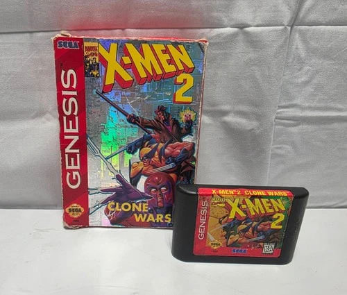 1995 Vintage Sega Genesis Marvel X-MEN 2 Clone Wars Video Game
