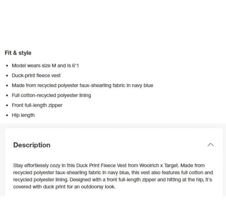 Woolrich x Target Duck Print Vest - Size Large NWT - Image 4 of 4