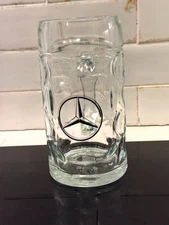 Mercedez Benz Beer Mug- Heavy  Emblem Logo Clear Glass Stein Car Auto