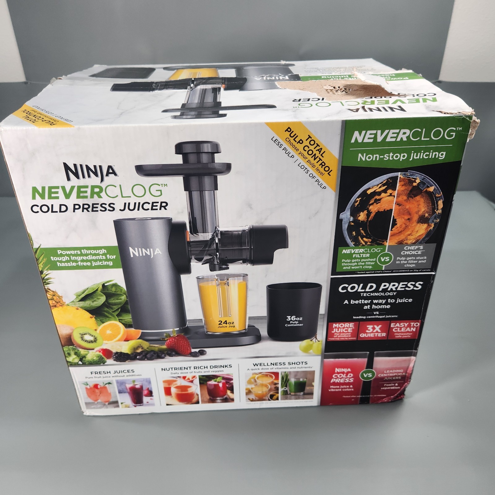 Ninja NeverClog Cold Press Juicer Stainless Steel, Model JC151 - New Open Box