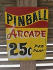 Vintage Carnival PINBALL PORCELAIN ARCADE Sign Circus Amusement Park