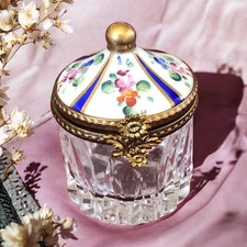 Rochard Limoges Peint Main Hinged Trinket Box Crystal Hand Painted Porcelain ?