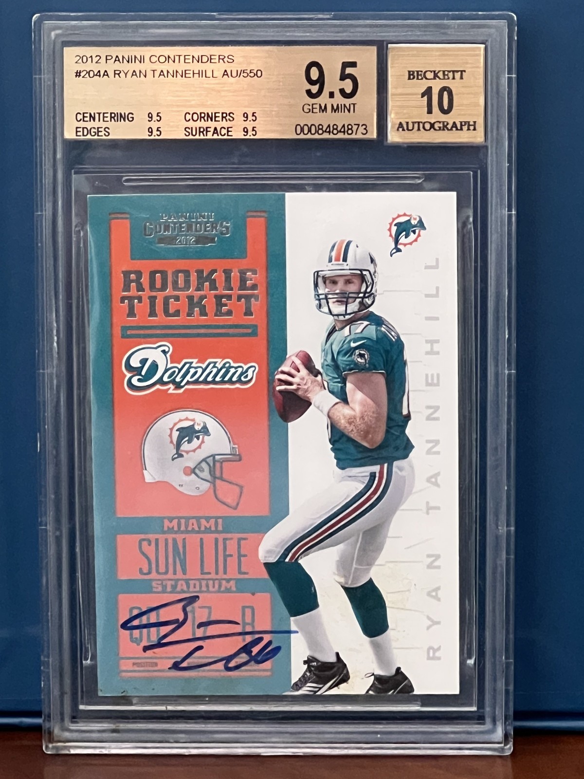 2012 Contenders Ryan Tannehill Rookie Ticket Auto /550 BGS 9.5 Auto 10 RC