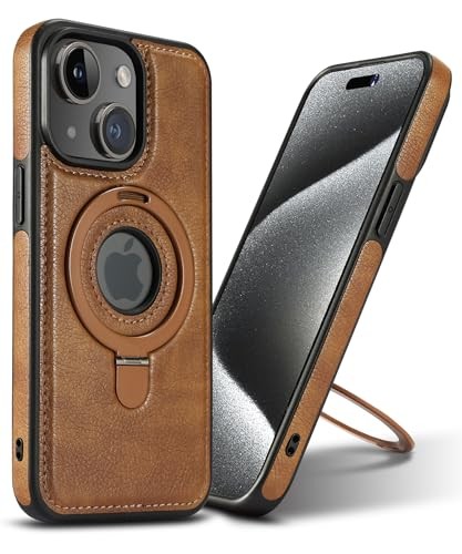 Magnetic for iPhone 14/13 Leather Case,Invisible Stand [Compatible with - 第 2/7 張圖片