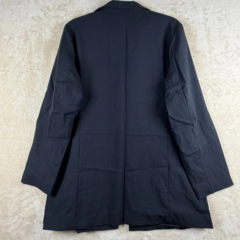 Conjunto de traje chaqueta pantalones 100 % lana negra Eileen Fisher tela italiana talla M Foto 3 de 4