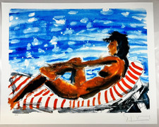 🖼️ Stefan Szczesny Giclée Akt Frau am Meer St. Tropez signiert 36/50 Kunst