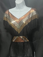RARE Vintage Whiting Davis Tri-colored Metal Mesh top and adjustable Belt