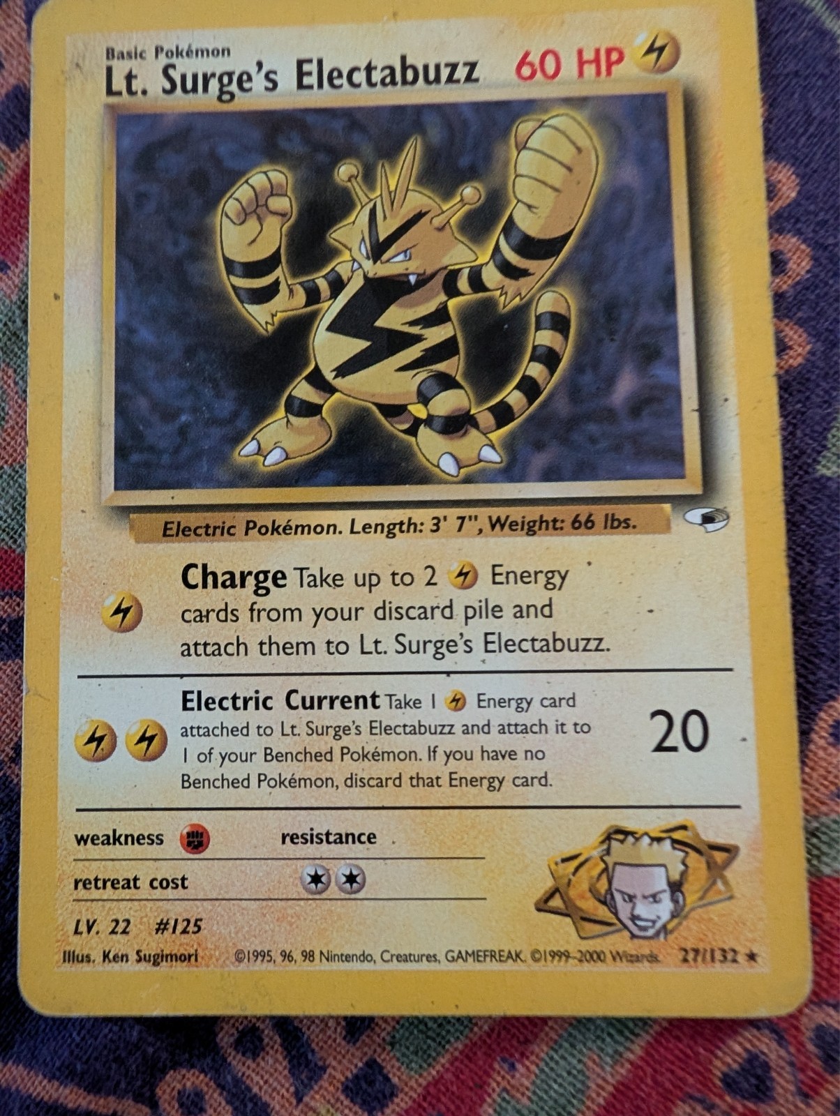 Lt. Surge's Electabuzz 27/132 NM - RARE Gym Heroes Pokemon Card - Atsuko Nishida