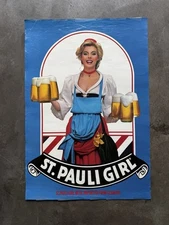 St Pauli Beer Girl Germany Advertising Promo Beer Poster Sexy Vintage 1982 32x22
