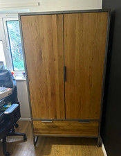 Oak 2-Door Freestanding Wardrobe w/ Hinged Doors 200x100x75 Multicolour