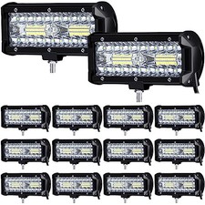12 Pack LED Pods 72w 14400lm Flood LED Light Bar Spot Driving Off Road 7 Inch