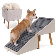 Dog Stairs for Small Dogs, 2-in-1 Dog Safety Ramp and Ottoman, 17.13" H