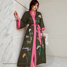 Print Flower Long Robe Loose Casual Female no Gown Bathrobe Spring Autumn Ne
