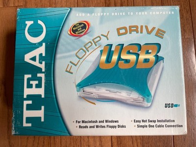 Vtg Blueberry TEAC FD-05PUB External USB 3.5 inch Floppy Drive PC or MAC in Box