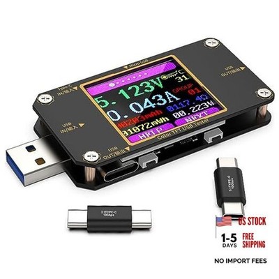  USB Tester Meter USB C Voltage Tester, 2-in-1 Digital USB Current Watt A3