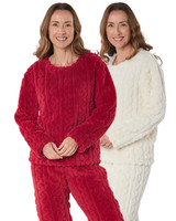 Womens Cable Knit Fleece Pyjamas