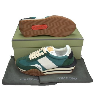 NWT $1120 TOM FORD Green Suede Nylon James Sneakers Runner Men's 8