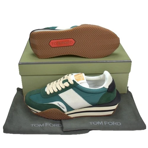 NWT $1120 TOM FORD Green Suede Nylon James Sneakers Runner Men's 8 9 AUTHENTIC